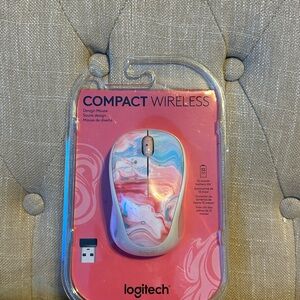 Logitech Compact Wireless Mouse - Pink, White, Blue Marble
